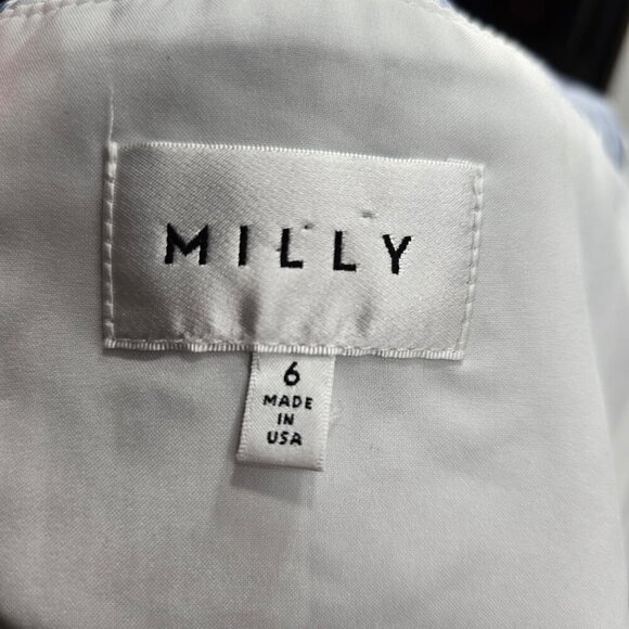 Milly Blue White Silk Watercolor Paisley Painting Grecian Mini Dress - Picture 12 of 12